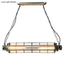 GobekUsa Industrial Silver Metal Pendant Light with LED, Clear Glass Shade - Cylindrical Wire Cage Design