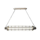 GobekUsa Industrial Silver Metal Pendant Light with LED, Clear Glass Shade - Cylindrical Wire Cage Design