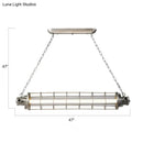 GobekUsa Industrial Silver Metal Pendant Light with LED, Clear Glass Shade - Cylindrical Wire Cage Design