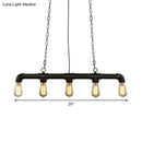 GobekUsa Industrial Style Black Iron Pendant Lamp with Linear Piping - 3/5/10-Head Hanging Light for Island