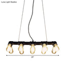 GobekUsa Industrial Style Black Iron Pendant Lamp with Linear Piping - 3/5/10-Head Hanging Light for Island