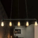 GobekUsa Industrial Style Black Iron Pendant Lamp with Linear Piping - 3/5/10-Head Hanging Light for Island