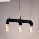 GobekUsa Industrial Style Black Iron Pendant Lamp with Linear Piping - 3/5/10-Head Hanging Light for Island