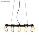GobekUsa Industrial Style Black Iron Pendant Lamp with Linear Piping - 3/5/10-Head Hanging Light for Island