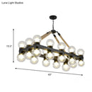 GobekUsa Industrial-Style Black Molecular Chandelier with 24 Clear Glass Lights for Dining Room or Island Ceiling