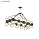 GobekUsa Industrial-Style Black Molecular Chandelier with 24 Clear Glass Lights for Dining Room or Island Ceiling