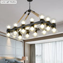 GobekUsa Industrial-Style Black Molecular Chandelier with 24 Clear Glass Lights for Dining Room or Island Ceiling