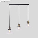 GobekUsa Industrial Style Brass Pendant Light Kit with 3-Light Round/Barn/Admix Design, Clear Glass Hanging Lamps