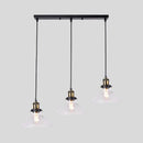 GobekUsa Industrial Style Brass Pendant Light Kit with 3-Light Round/Barn/Admix Design, Clear Glass Hanging Lamps