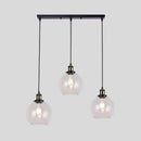 GobekUsa Industrial Style Brass Pendant Light Kit with 3-Light Round/Barn/Admix Design, Clear Glass Hanging Lamps