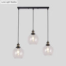 GobekUsa Industrial Style Brass Pendant Light Kit with 3-Light Round/Barn/Admix Design, Clear Glass Hanging Lamps