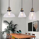GobekUsa Industrial Style Brass Pendant Light Kit with 3-Light Round/Barn/Admix Design, Clear Glass Hanging Lamps