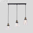 GobekUsa Industrial Style Brass Pendant Light Kit with 3-Light Round/Barn/Admix Design, Clear Glass Hanging Lamps
