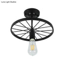 GobekUsa Industrial Style Metal Semi Flush Ceiling Light with Black Finish - Bare Bulb Restaurant Fixture