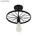 GobekUsa Industrial Style Metal Semi Flush Ceiling Light with Black Finish - Bare Bulb Restaurant Fixture