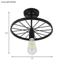 GobekUsa Industrial Style Metal Semi Flush Ceiling Light with Black Finish - Bare Bulb Restaurant Fixture
