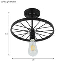 GobekUsa Industrial Style Metal Semi Flush Ceiling Light with Black Finish - Bare Bulb Restaurant Fixture