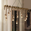 GobekUsa Industrial-Style Wood Beige Island Chandelier - 8-Light Linear Pendant Lamp for Dining Room