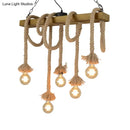 GobekUsa Industrial-Style Wood Beige Island Chandelier - 8-Light Linear Pendant Lamp for Dining Room