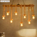 GobekUsa Industrial-Style Wood Beige Island Chandelier - 8-Light Linear Pendant Lamp for Dining Room