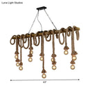 GobekUsa Industrial-Style Wood Beige Island Chandelier - 8-Light Linear Pendant Lamp for Dining Room