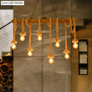 GobekUsa Industrial-Style Wood Beige Island Chandelier - 8-Light Linear Pendant Lamp for Dining Room