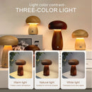 Wooden creative mushroom night light stepless dimming bedroom table lamp by Decorbites