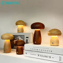 Wooden creative mushroom night light stepless dimming bedroom table lamp by Decorbites