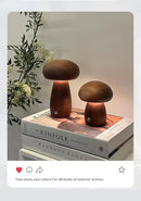 Wooden creative mushroom night light stepless dimming bedroom table lamp by Decorbites