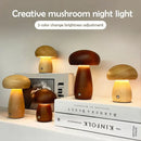 Wooden creative mushroom night light stepless dimming bedroom table lamp by Decorbites