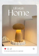 Wooden creative mushroom night light stepless dimming bedroom table lamp by Decorbites