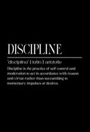 Minimalist black & white inspirational discipline art set living room by Decorbites