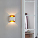 Modern black & gold curved led outdoor wall lights garden sconce by Decorbites
