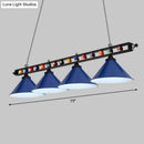 GobekUsa Iron Linear Island Ceiling Light with Cone Shade - Industrial Country Club Style
