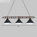 GobekUsa Iron Linear Island Ceiling Light with Cone Shade - Industrial Country Club Style