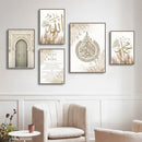 Modern black & white marble islamic wall art set living room by Decorbites