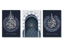 Modern black & white marble islamic wall art set living room by Decorbites