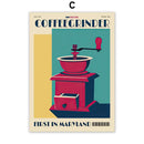 Vintage italian espresso coffee set of 6 framed kitchen wall art by Decorbites