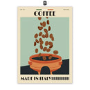 Vintage italian espresso coffee set of 6 framed kitchen wall art by Decorbites
