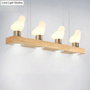 GobekUsa Ivory Glass Bird Island Pendant Lighting Fixture with Decorative Wood Suspended Design