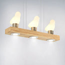 GobekUsa Ivory Glass Bird Island Pendant Lighting Fixture with Decorative Wood Suspended Design