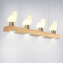 GobekUsa Ivory Glass Bird Island Pendant Lighting Fixture with Decorative Wood Suspended Design
