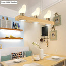 GobekUsa Ivory Glass Bird Island Pendant Lighting Fixture with Decorative Wood Suspended Design