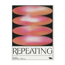 Abstract blue wave sequence pink oval canvas print living room art by Decorbites