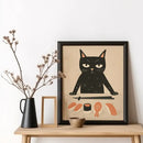 Kawaii japanese ramen cat canvas wall art kitchen decor by Decorbites