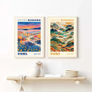 GobekUsa Japanese Geometric Mountain Landscape Exhibition Canvas Art