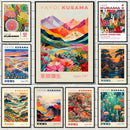 GobekUsa Japanese Geometric Mountain Landscape Exhibition Canvas Art