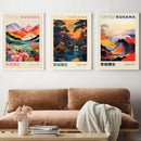 GobekUsa Japanese Geometric Mountain Landscape Exhibition Canvas Art