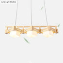 GobekUsa Japanese Hanging Light: Trapezoid Cream Glass, 3-Bulb Pendant for Dining Room or Kitchen Island, Wood Base
