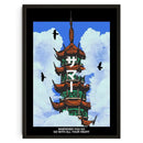 Abstract japanese koi cat red flower wall art print living room decor